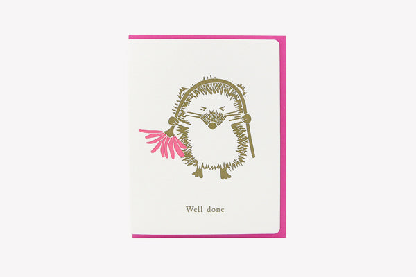 DOGWOOD LETTERPRESS Greeting Card - Hedgehog (Well Done)