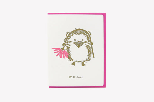 DOGWOOD LETTERPRESS Greeting Card - Hedgehog (Well Done)